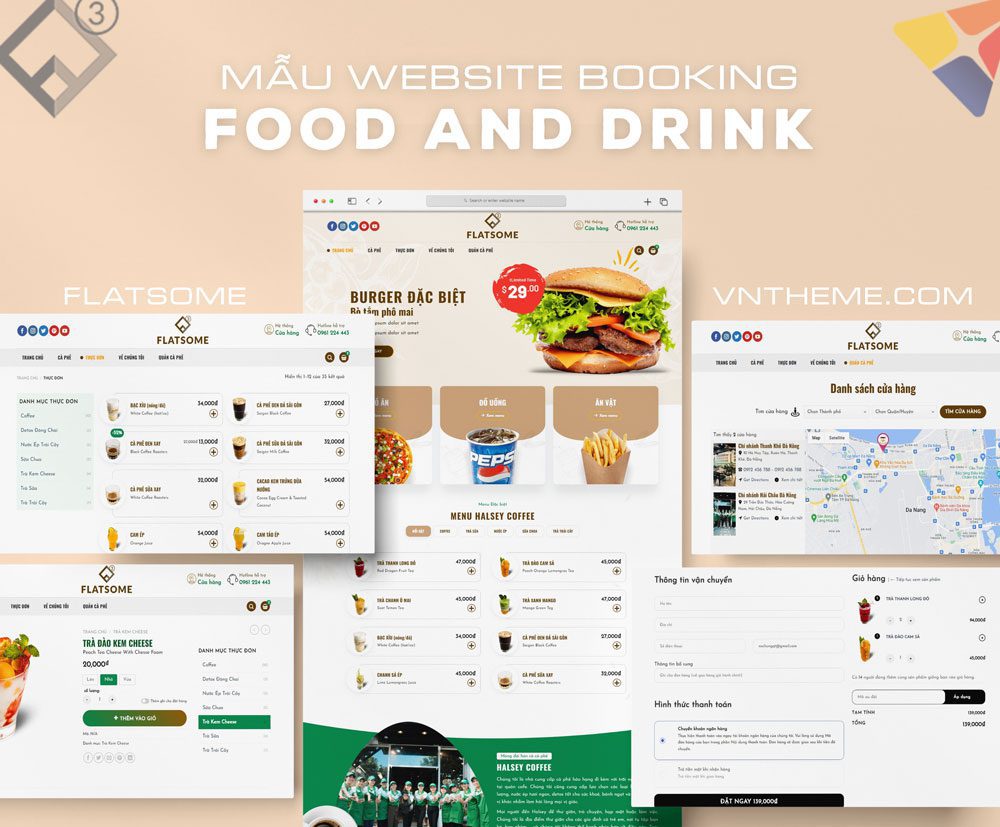 Theme đặt đồ ăn, thức uống, coffee