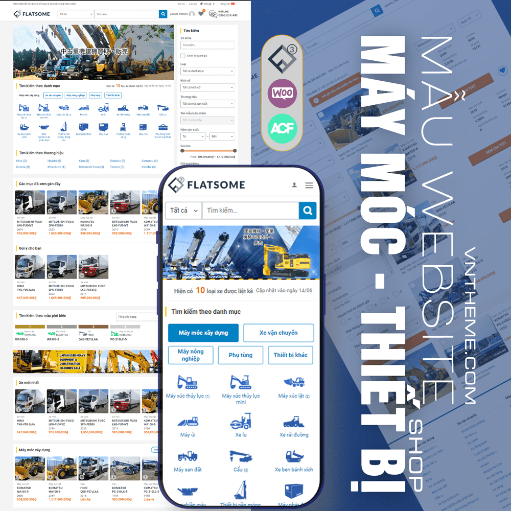 Mẫu Website Máy Móc - Thiết bị – WP Flatsome – Construction machinery Theme