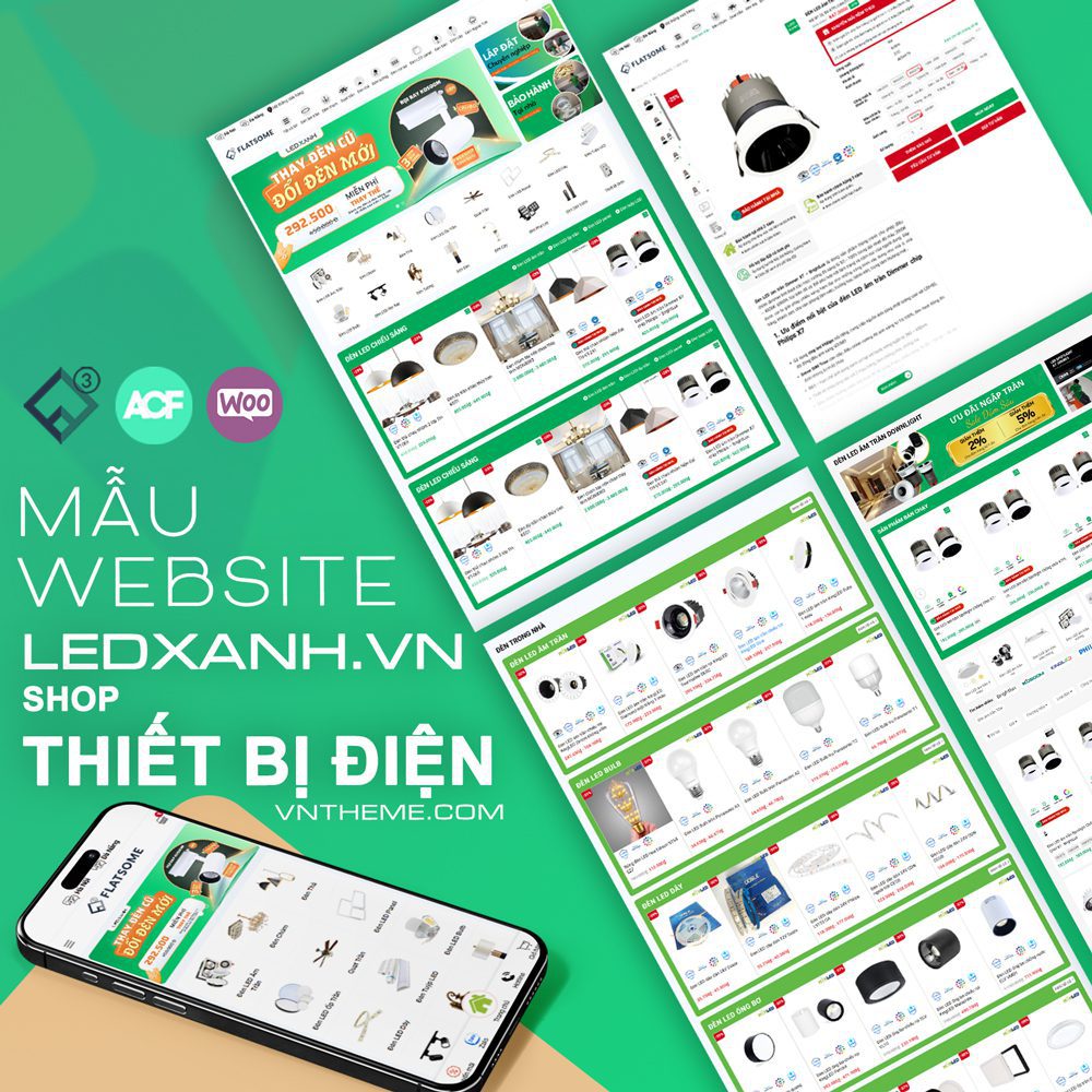 Mẫu Website LedXanh – Giao Diện Shop Thiết Bị Điện WordPress (Flatsome)