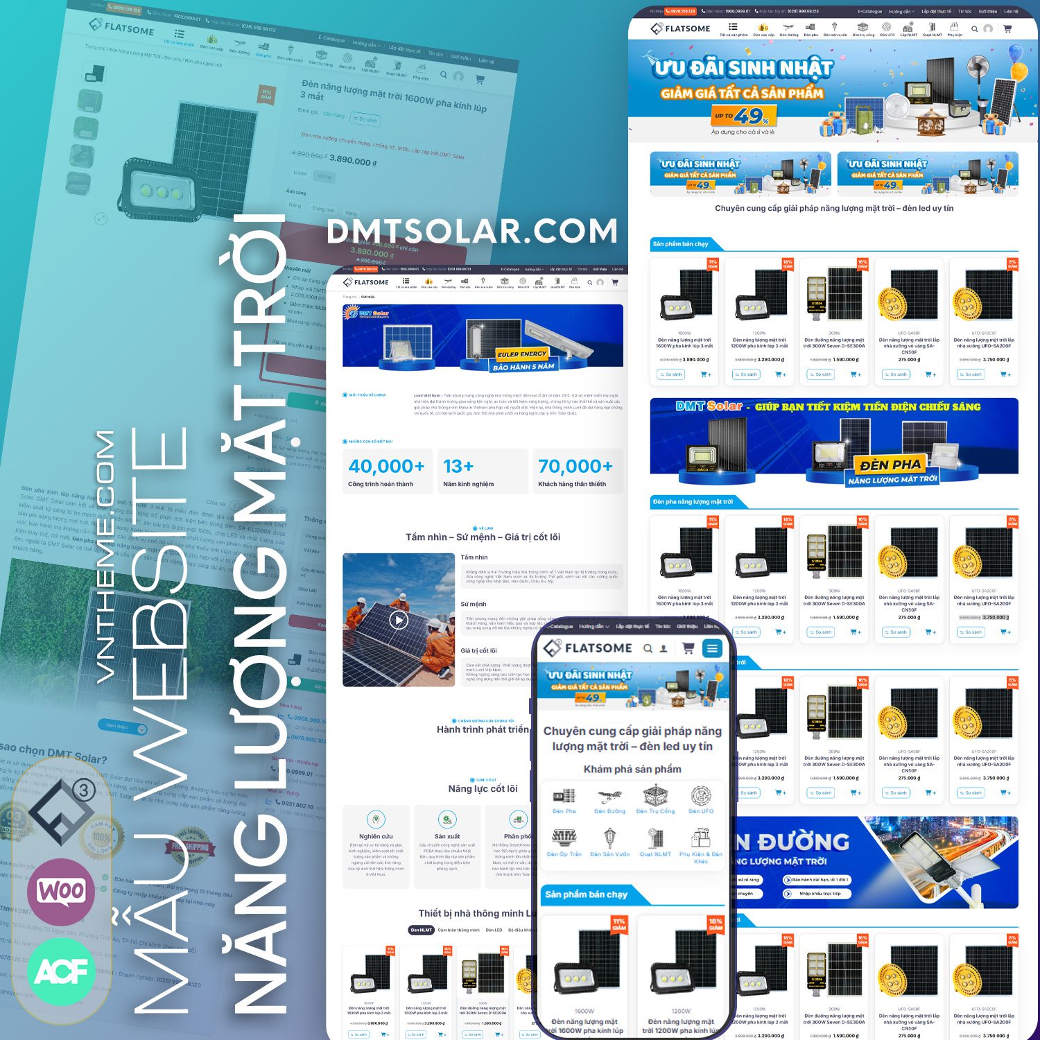 Mẫu Website Năng Lượng Mặt Trời Dmtsolar.com | Website Bán hàng WordPress (Flatsome)