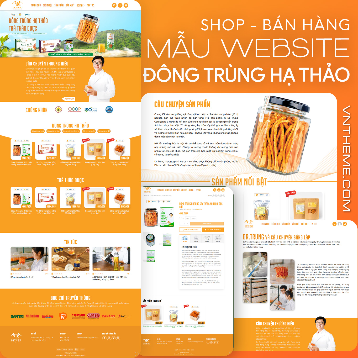 Mẫu Website Đông Trùng Hạ Thảo – Website Giới thiệu & Bán hàng WordPress (Flatsome)